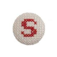 Impex Cross Stitch Alphabet Letter Buttons Red on White Letter S