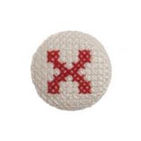 Impex Cross Stitch Alphabet Letter Buttons Red on White Letter X