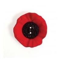Impex Poppy Shape Buttons Red & Black