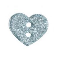 Impex Glitter Heart Plastic Buttons Light Blue