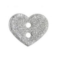 Impex Glitter Heart Plastic Buttons Silver