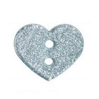 Impex Glitter Heart Plastic Buttons Light Blue