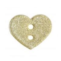Impex Glitter Heart Plastic Buttons Light Yellow