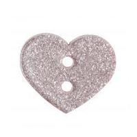 Impex Glitter Heart Plastic Buttons Light Pink