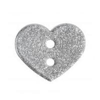 Impex Glitter Heart Plastic Buttons Silver