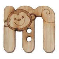 Impex Wood Alphabet Letter Buttons Natural Letter M