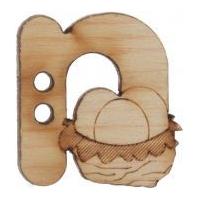 Impex Wood Alphabet Letter Buttons Natural Letter N