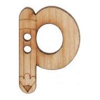 Impex Wood Alphabet Letter Buttons Natural Letter P