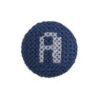 Impex Cross Stitch Alphabet Letter Buttons White on Blue Letter A