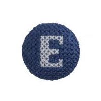 Impex Cross Stitch Alphabet Letter Buttons White on Blue Letter E