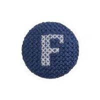 Impex Cross Stitch Alphabet Letter Buttons White on Blue Letter F