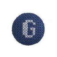 Impex Cross Stitch Alphabet Letter Buttons White on Blue Letter G
