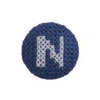 Impex Cross Stitch Alphabet Letter Buttons White on Blue Letter N