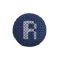 impex cross stitch alphabet letter buttons white on blue letter r