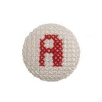 Impex Cross Stitch Alphabet Letter Buttons Red on White Letter A