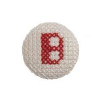 Impex Cross Stitch Alphabet Letter Buttons Red on White Letter B
