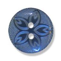 Impex Etched Flower Buttons 18mm Navy