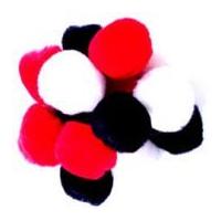 impex craft pompoms red black white mix