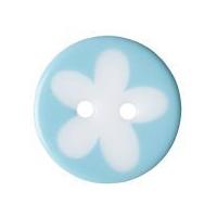 Impex Flower Print Round Buttons Light Blue