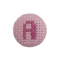 Impex Cross Stitch Alphabet Letter Buttons Fuchsia on Pink Letter A