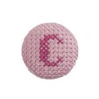 Impex Cross Stitch Alphabet Letter Buttons Fuchsia on Pink Letter C