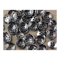 impex flower shaped metal buttons silver