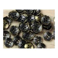 impex flower shaped metal buttons bronze