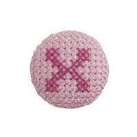 Impex Cross Stitch Alphabet Letter Buttons Fuchsia on Pink Letter X