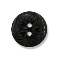 Impex Etched Flower Buttons 12mm Black