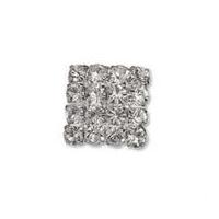 Impex Square Diamante Buttons 16mm Silver