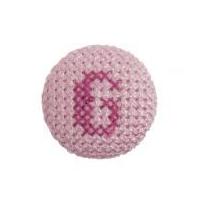 Impex Cross Stitch Alphabet Letter Buttons Fuchsia on Pink Letter G