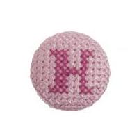 Impex Cross Stitch Alphabet Letter Buttons Fuchsia on Pink Letter H
