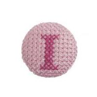 Impex Cross Stitch Alphabet Letter Buttons Fuchsia on Pink Letter I