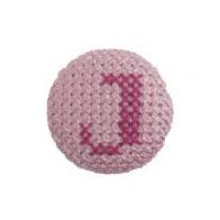Impex Cross Stitch Alphabet Letter Buttons Fuchsia on Pink Letter J