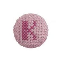 Impex Cross Stitch Alphabet Letter Buttons Fuchsia on Pink Letter K