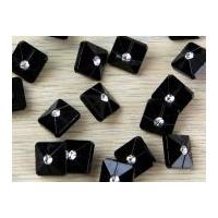 Impex Square Buttons with Rhinestone Black