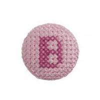 Impex Cross Stitch Alphabet Letter Buttons Fuchsia on Pink Letter B
