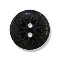 Impex Etched Flower Buttons 15mm Black
