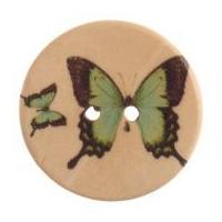 Impex Round Butterfly Patterned Buttons Cream & Green