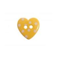 Impex Spotty Print Heart Shape Buttons Yellow & White
