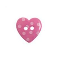 Impex Spotty Print Heart Shape Buttons Pink & White