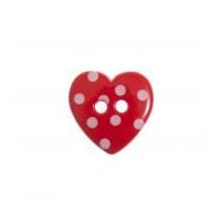 Impex Spotty Print Heart Shape Buttons Red & White