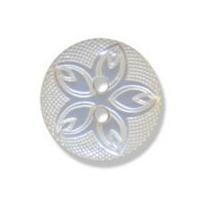 Impex Etched Flower Buttons 15mm White