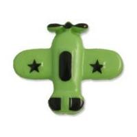 impex aeroplane shape buttons 18mm green