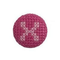 Impex Cross Stitch Alphabet Letter Buttons Pink on Fuchsia Letter X