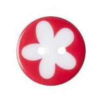 Impex Flower Print Round Buttons Red