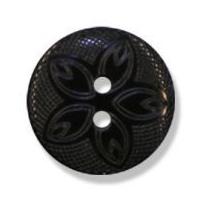 Impex Etched Flower Buttons 18mm Black