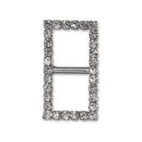 Impex Rectangle Diamante Buckle 10mm Silver