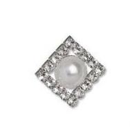 Impex Square Diamante Buttons 23mm Silver