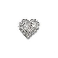 impex heart diamante buttons 16mm silver